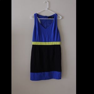 Cynthia Rowley Color Blocked Neon Wiggle Dress